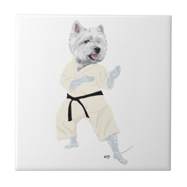 West Highland Terrier KARATE ! Fliese (Vorderseite)