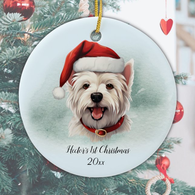 West Highland Terrier Personalisiert Erstes Weihna Keramik Ornament (Personalize with Dog's name and year, or add different text, or delete if not required.)
