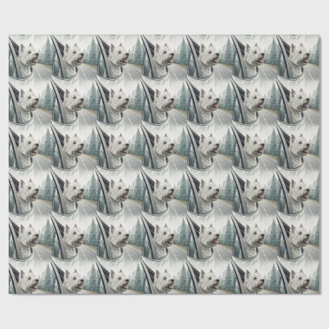 West Highland Terrier Scenic Road Trip Gift Wrap Geschenkpapier (Flach)