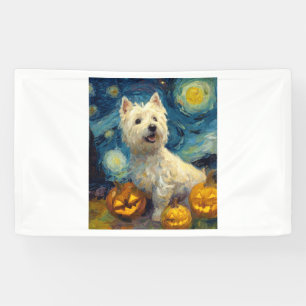West Highland Terrier Süßer Hund Halloween Jack O Banner