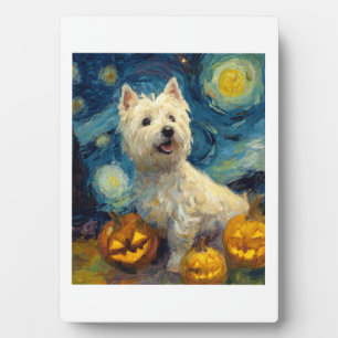 West Highland Terrier Süßer Hund Halloween Jack O Fotoplatte