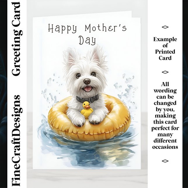 West Highland Terrier Swimming CV5 Custom Mother Karte (Von Creator hochgeladen)
