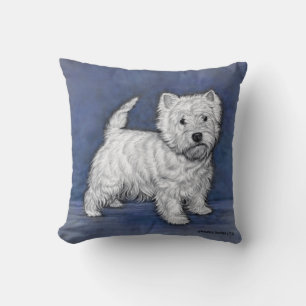 West Highland Terrier Zeichnend von Glenda S. Harl Kissen