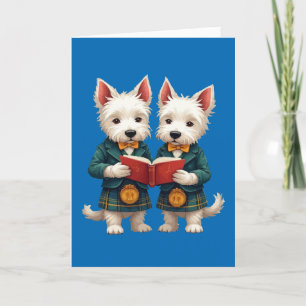 West Highland Terriers Burns Supper Lektüre Poesie Feiertagskarte