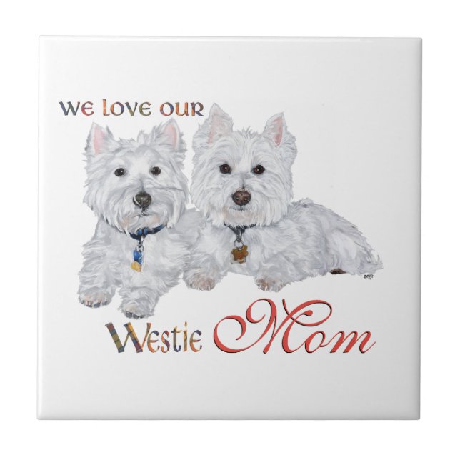 West Highland Terriers Mother Day Fliese (Vorderseite)
