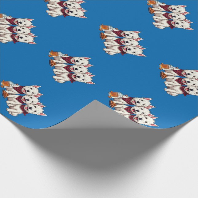 West Highland Terriers, Scottish Neckerchief  Geschenkpapier (Ecke)