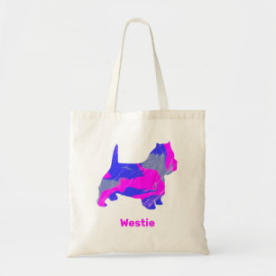 West Highland Westie Niedlich Dog Silhouette Pink Tragetasche