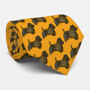 West Highland Westie Silhouette Halloween Orange Krawatte