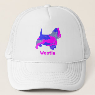 West Highland Westie Terrier Dog Silhouette Pink Truckerkappe