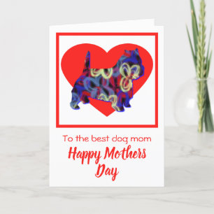 West Highland White Dog Red Heart Mothers Day Card Dankeskarte