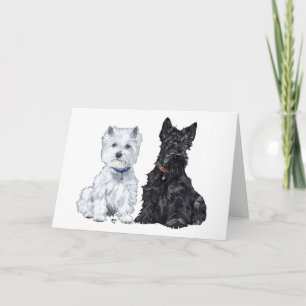 West Highland White & Scottish Terriers Feiertagskarte