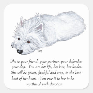 West Highland White Terrier Andenken Quadratischer Aufkleber