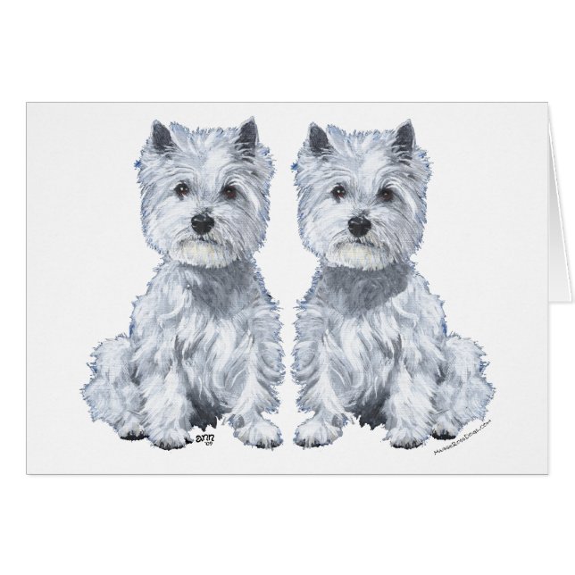 West Highland White Terrier assis jumeaux! (Devant horizontal)