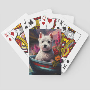 West Highland White Terrier auf Boot Spielkarten