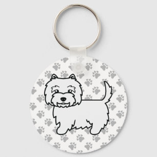 West Highland White Terrier Cartoon Dog & Paws Schlüsselanhänger