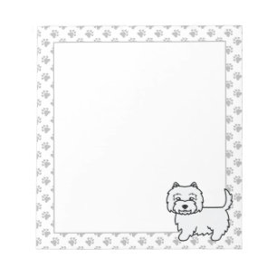 West Highland White Terrier Cartoon Hund & Pfoten Notizblock