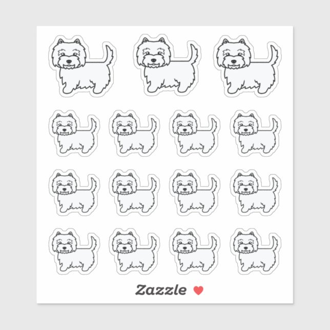 West Highland White Terrier Cartoon Hunde Aufkleber (Blatt)