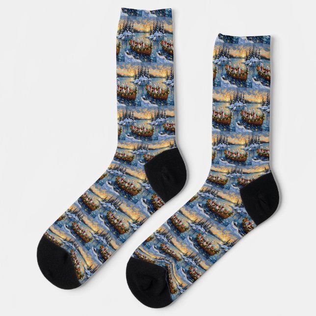 West Highland White Terrier Christmas Boat Holiday Socken (Linkes Detail)