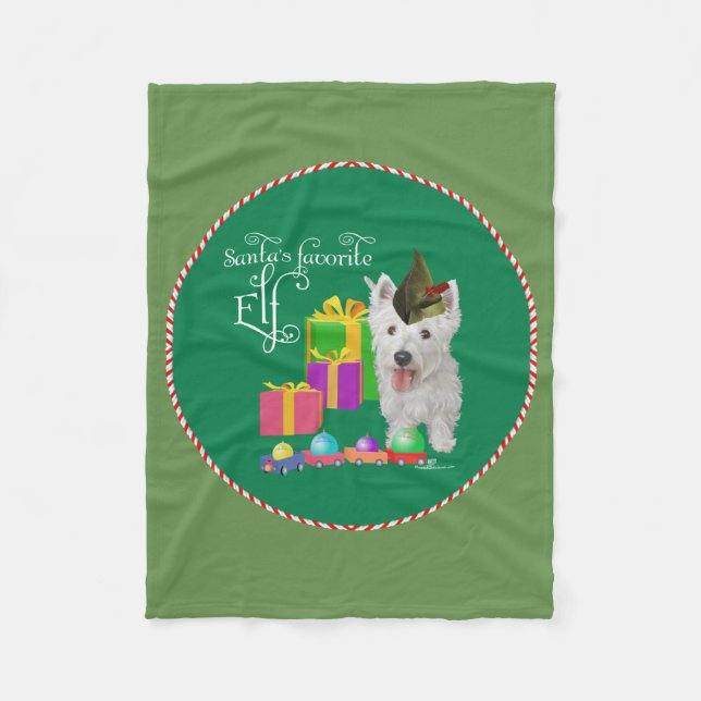 West Highland White Terrier Christmas Elf Fleecedecke (Vorderseite)