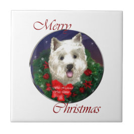 West Highland White Terrier Christmas Fliese