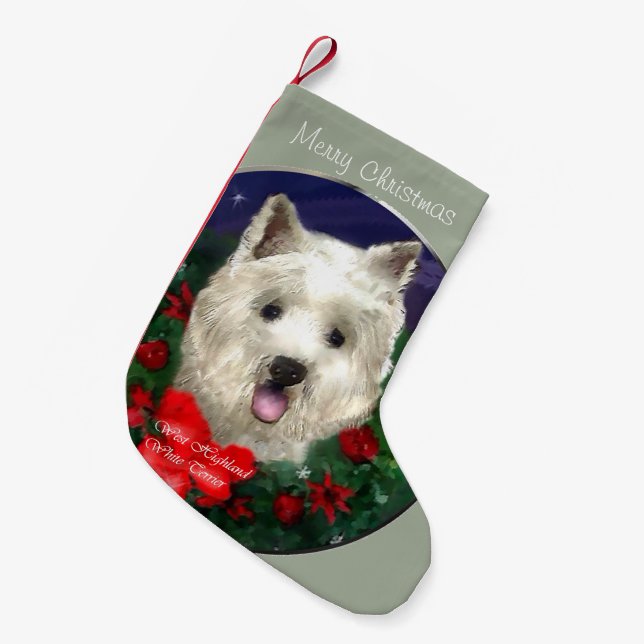 West Highland White Terrier Christmas Kleiner Weihnachtsstrumpf (Vorderansicht (hängend))