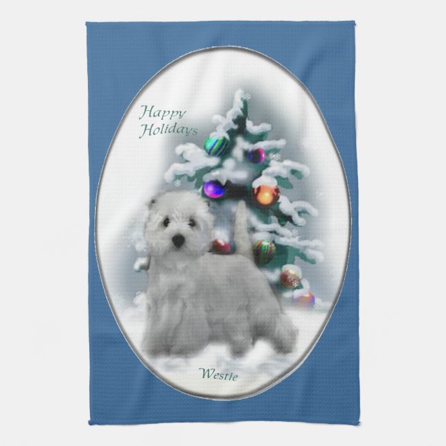 West Highland White Terrier Christmas Küchentuch (Vertikal)