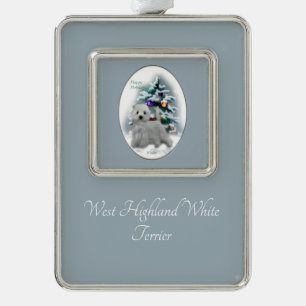 West Highland White Terrier Christmas Rahmen-Ornament Silber