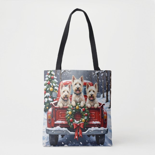 West Highland White Terrier Christmas Red Truck Tasche (Vorderseite)