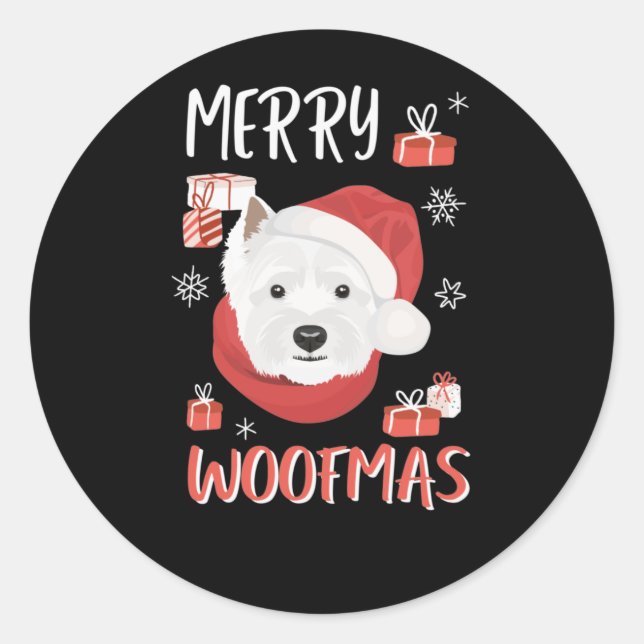 West Highland White Terrier Christmas Runder Aufkleber (Vorderseite)