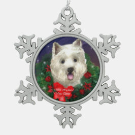 West Highland White Terrier Christmas Schneeflocken Zinn-Ornament