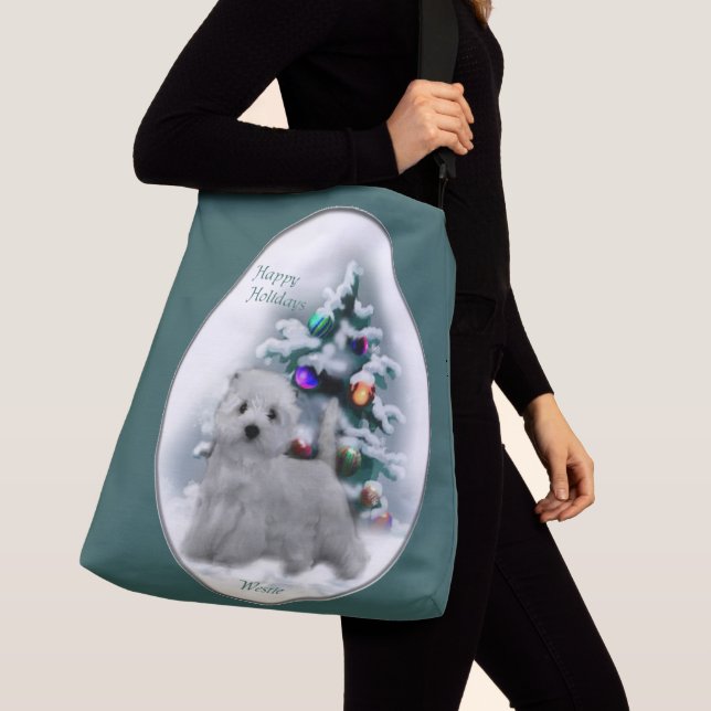 West Highland White Terrier Christmas Tragetaschen Mit Langen Trägern (Von Nahem)