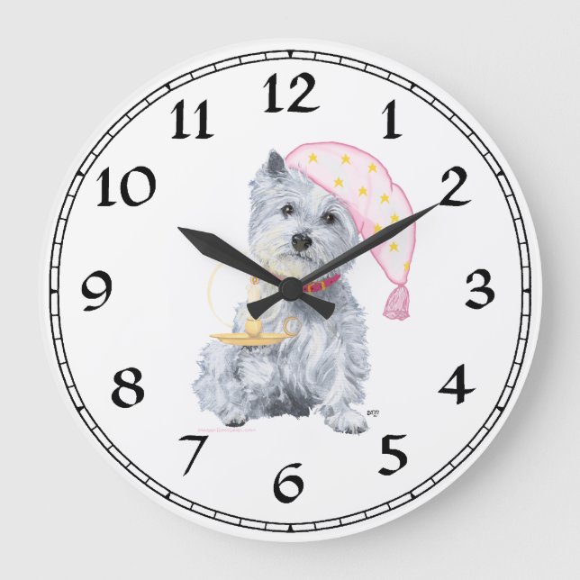 West Highland White Terrier Clock Große Wanduhr (Vorderseite)