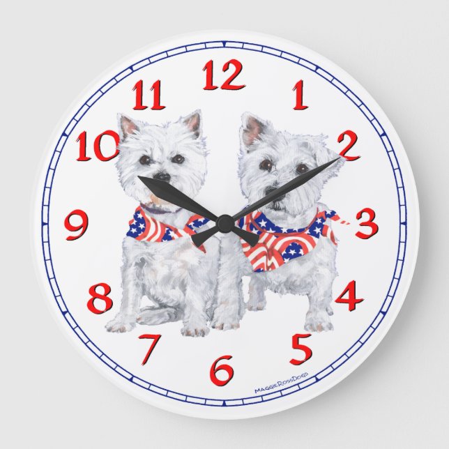 West Highland White Terrier Clock Große Wanduhr (Vorderseite)