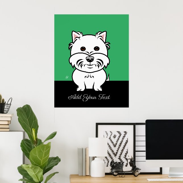 West Highland White Terrier Dog Cartoon Poster (Heimbüro)