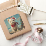 West Highland White Terrier Dog Christmas Beach Quadratischer Aufkleber<br><div class="desc">Bringen Sie die Wärme der Ferien an die Küste mit diesem charmanten, Vintag inspirierten Design, das einen festlichen Hund auf einem ruhigen Strand besticht. Mit einer klassischen Touch nostalgischer Töne und Küstenstöcke erweckt dieses Kunstwerk den Zauber der Weihnachtszeit am Meer. Dieses Design ist perfekt für den gelungenen Urlaub geeignet und...</div>