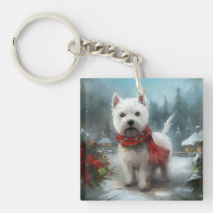 West Highland White Terrier Dog dans la neige Noël