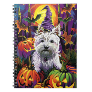 West Highland White Terrier Dog Halloween Hexe Notizblock
