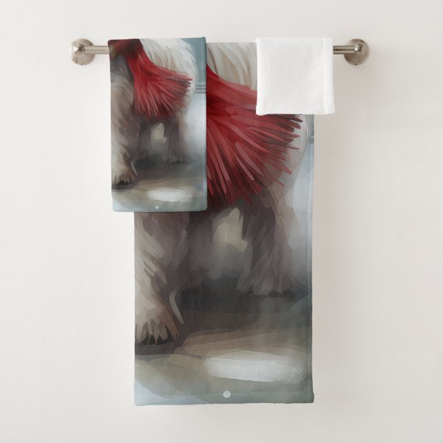 West Highland White Terrier Dog in Snow Christmas Badhandtuch Set (Insitu)