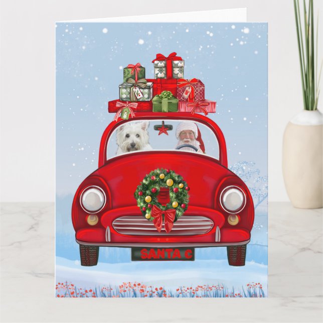 West Highland White Terrier Dog mit dem Weihnachts Karte (Vorderseite)