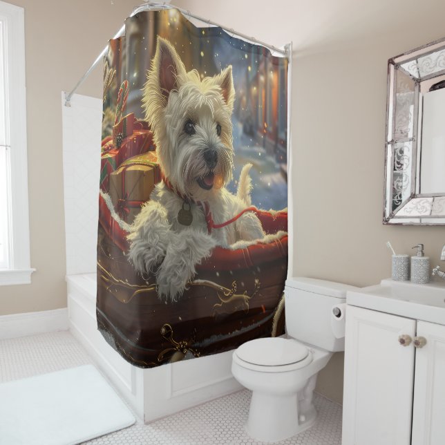 West Highland White Terrier Dog Weihnachtsfest Duschvorhang (Beispiel)
