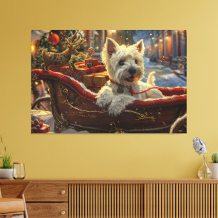 West Highland White Terrier Dog Weihnachtsfest Leinwanddruck