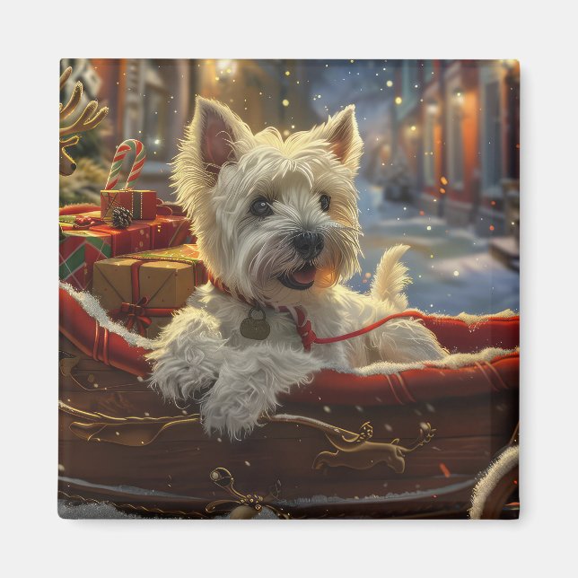 West Highland White Terrier Dog Weihnachtsfest Magnet (Vorne)