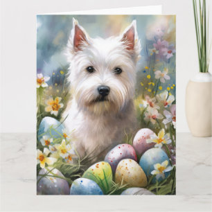 West Highland White Terrier Easter Eggs Holiday Karte