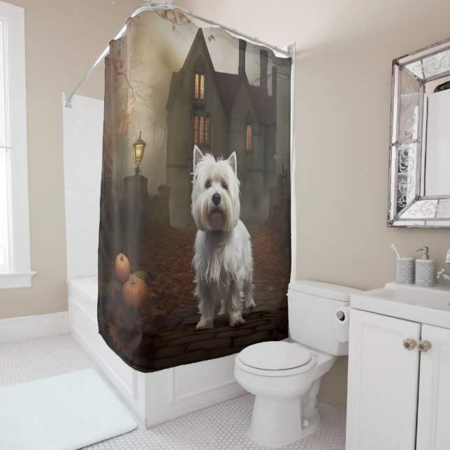 West Highland White Terrier Halloween Beängstigend Duschvorhang (Beispiel)