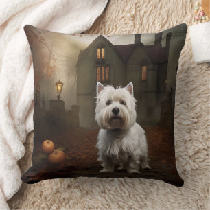 West Highland White Terrier Halloween Beängstigend Kissen