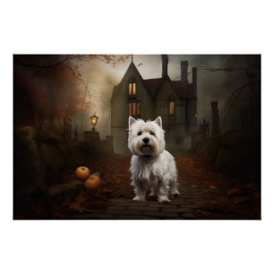 West Highland White Terrier Halloween Beängstigend Poster