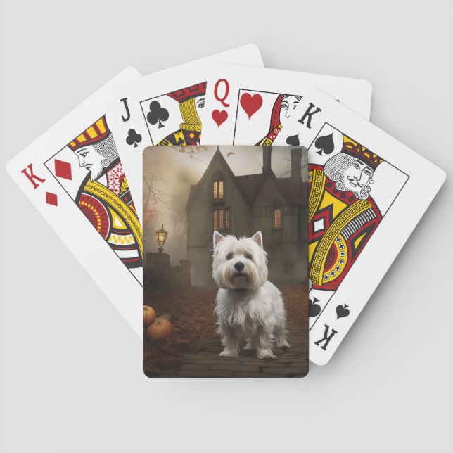 West Highland White Terrier Halloween Beängstigend Spielkarten (Rückseite)