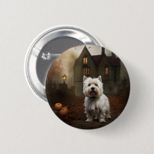 West Highland White Terrier Halloween Gruselig Button