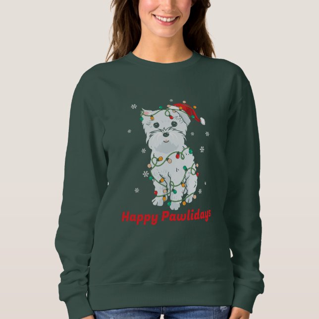 West Highland White Terrier Happy Pawlidays Sweatshirt (Vorderseite)
