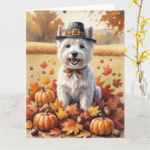 West Highland White Terrier Herbstblätter Karte